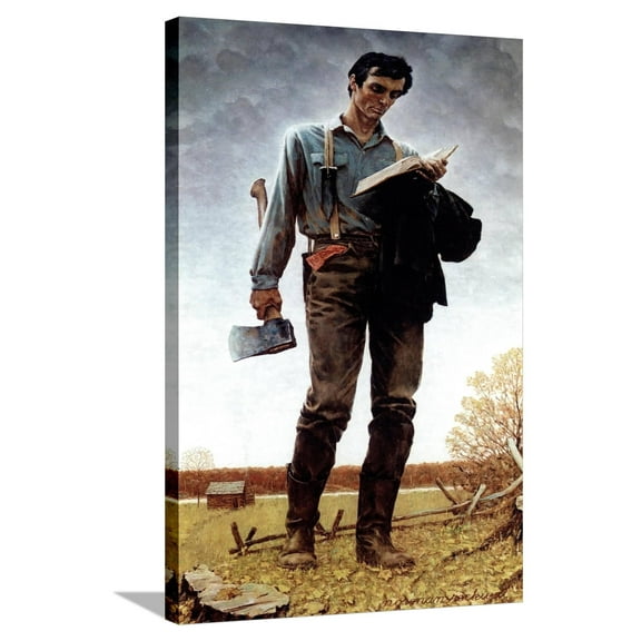 Art.com Lincoln the Railsplitter (or Young Woodcutter) Stretched Canvas Print Wall Art by Norman Rockwell, 24" x 36"