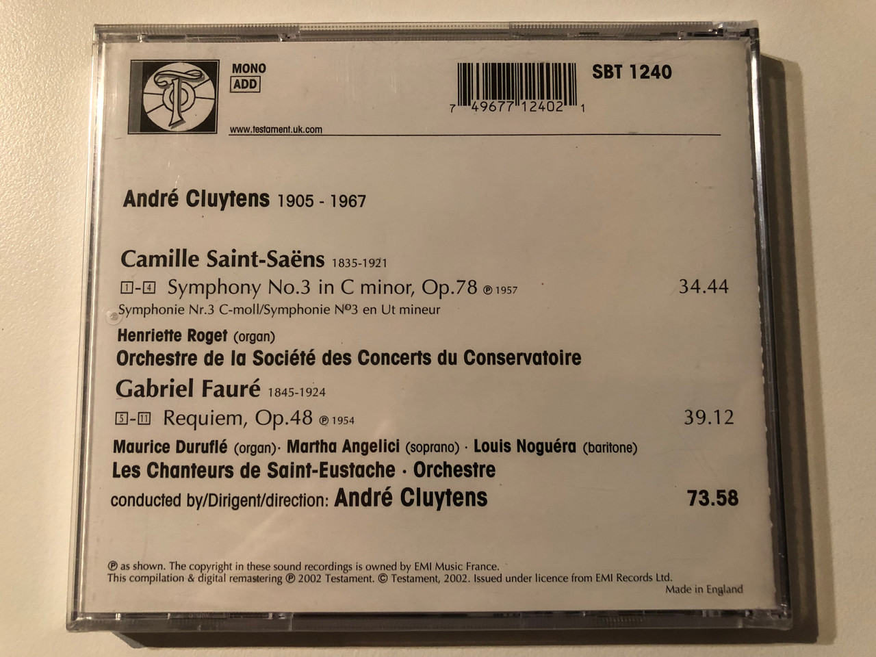 SAINT-SANS: SYMPHONY NO. 3; FAUR: REQUIEM