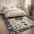 thumbnail image 3 of ODIKA 8'x10' Washable Area Rug Durable, Non-Slip Boho Southwestern Vintage Botanical Vine Scrollwork Border Distressed for Living Room, Under Sectional, Family, 3 of 7