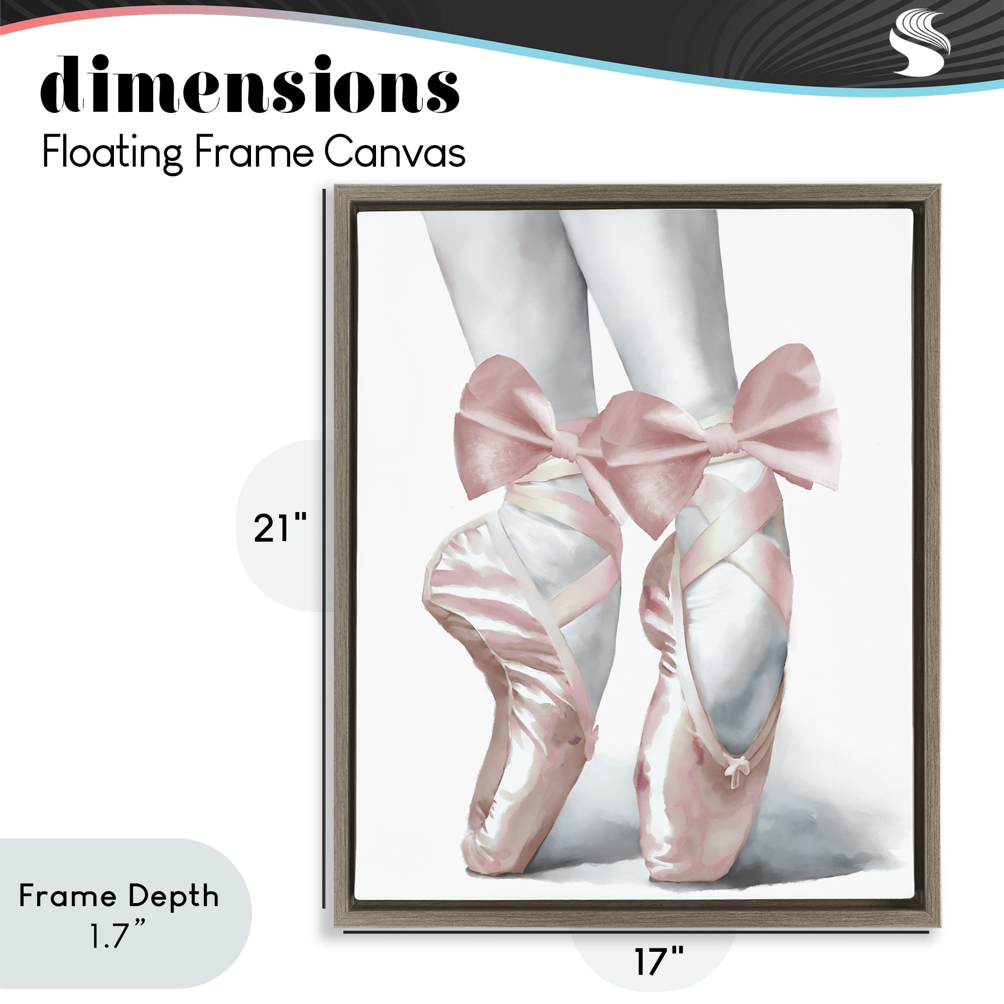 Stupell Industries Ballet Pointe Shoes Brown Framed Floater Canvas Wall Art, design by Elizabeth Medley