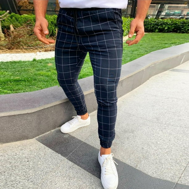 Plaid print shop pants