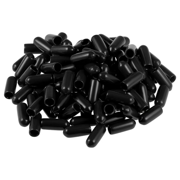 Uxcell 0.01" Screw Thread Protectors ID Round End Cap Cover Flexible Tube Caps Rubber Black 100Pcs