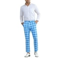 thumbnail image 2 of INSPIRE CHIC Plaid Pants for Men's Color Block Straight Leg Checked Pattern Chino Trousers, 2 of 6