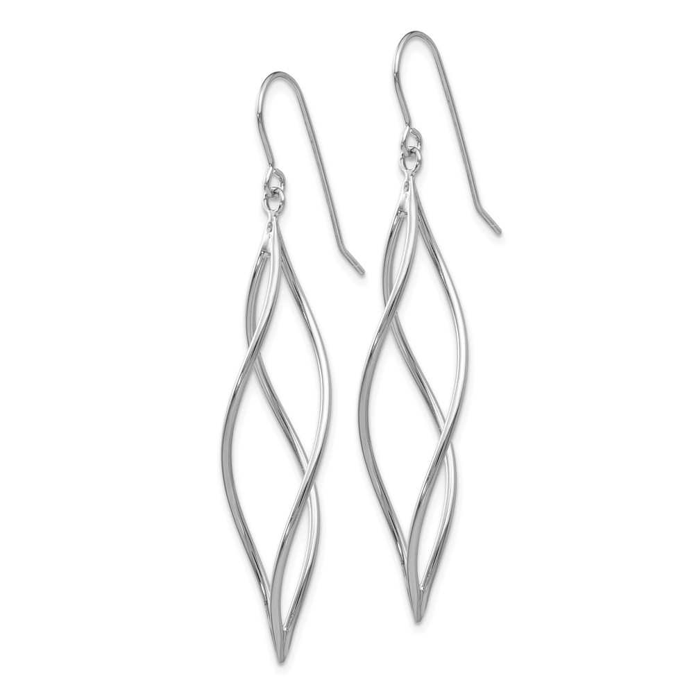 Real 14kt White Gold Polished Long Twisted Dangle Earrings; for Adults and Teens; for Women and Men