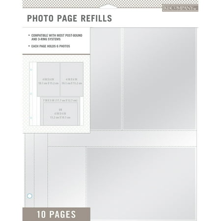 K&amp;Company Photo Page Refills 8.5"X11" 10/Pkg-(2) 4x6 &amp; (1) 7"X5 ...
