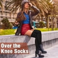 thumbnail image 5 of Womens Thigh High Socks Cotton Striped Over the Knee Socks Long Knee High Stockings for Women, 5 of 5