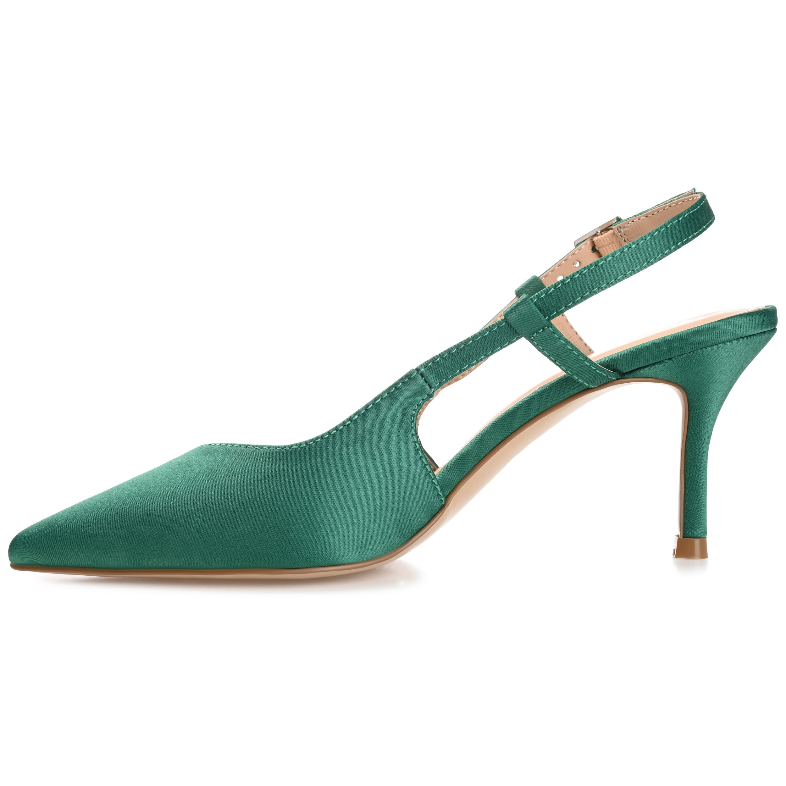 Journee Womens Knightly Sling Back Mid Stiletto Pointed Toe Pumps, Widths Available