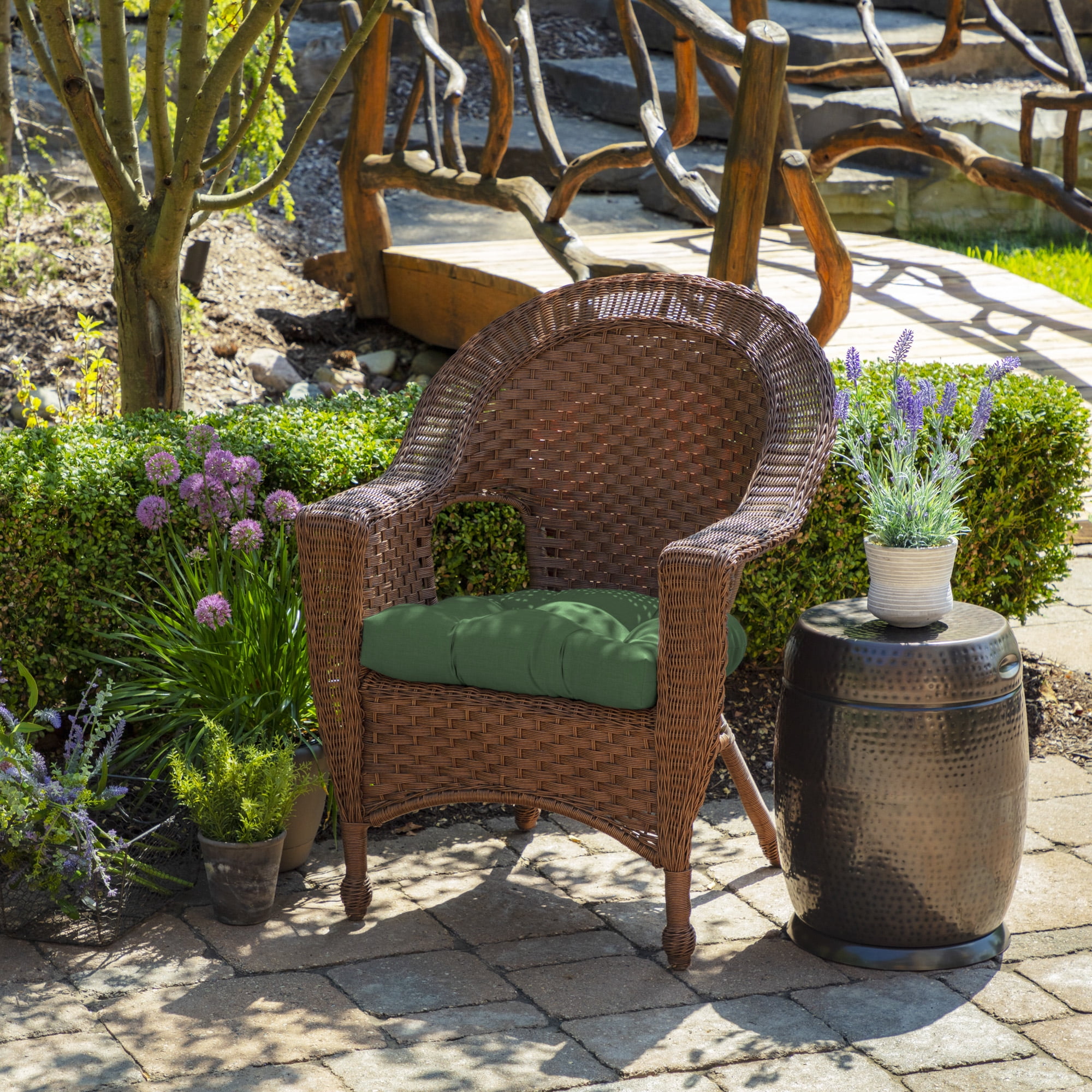 ARDEN Outdoor Wicker Chair Cushion, 2 pack 18 x 20, Moss Green Leala