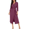 thumbnail image 3 of MINTREUS Women Kimono Robes Long Knit Bathrobe Lightweight Soft Knit Sleepwear Ladies Loungewear Spa Bathrobe, 3 of 7