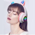 thumbnail image 4 of Auriculares inalámbricos con orejas de gato, color rosa, con Bluetooth, estéreo, plegables, con micrófono, regalo musical para niñas y niños, color negro B39C, 4 of 5