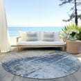 thumbnail image 5 of 8' Navy Blue And Taupe Round Abstract Washable Indoor Outdoor Area Rug, 5 of 5