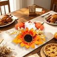 thumbnail image 5 of Harvest Festival Maple Leaf Sunflower Candlestick Wreath, Artificial Floral Candle Ring, Simulated Flower Decor for Halloween Thanksgiving Terrace Table Patio Holiday Decoration, 5 of 6