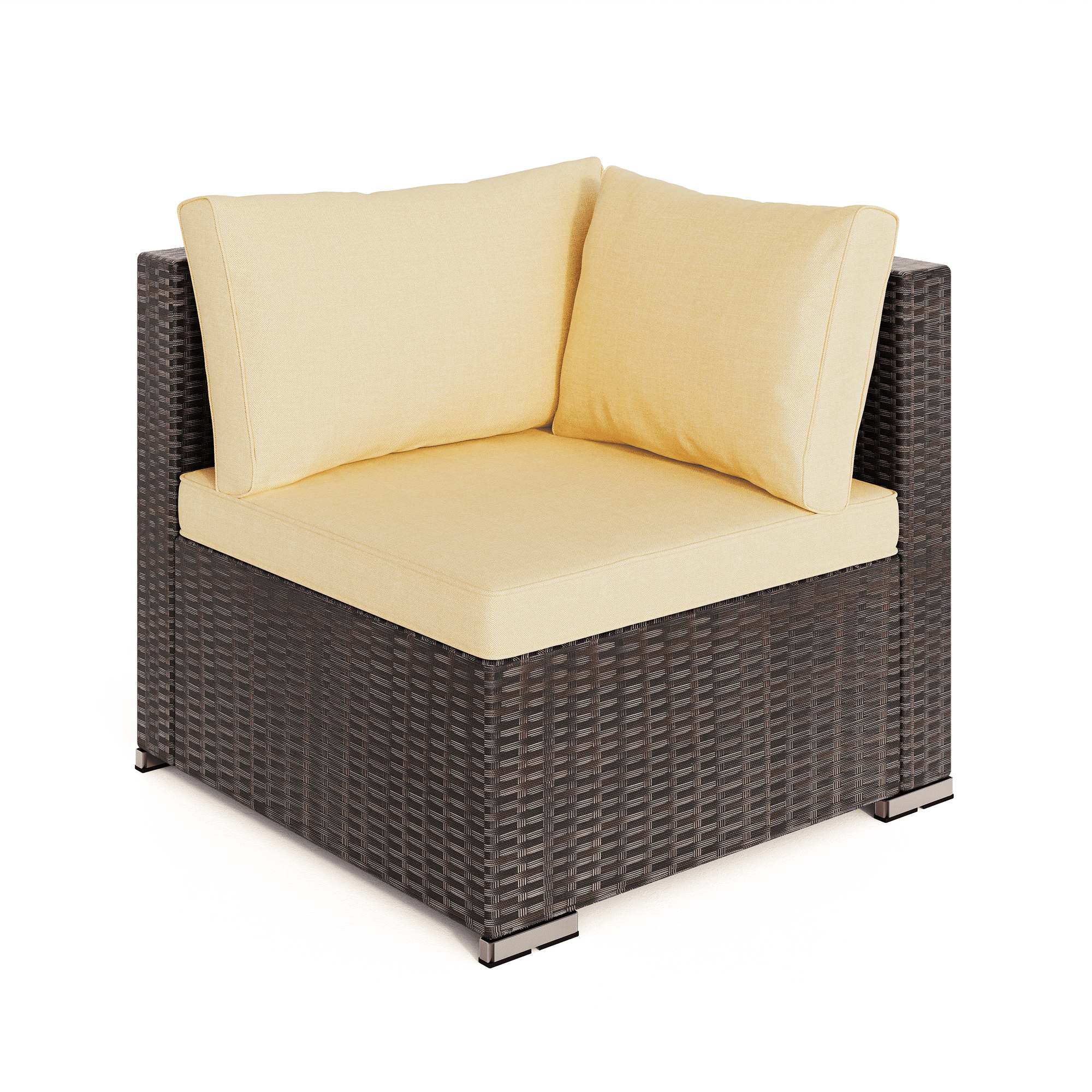 Asofer 7-Piece Outdoor Patio Furniture, Conversation Sectional Set with Cushion , Glass table,for Porch, Poolside, Beige
