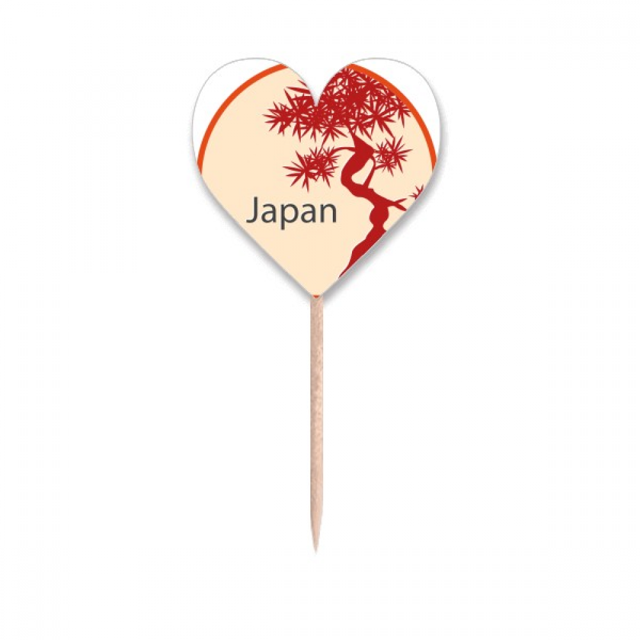 Etiqueta del corazón de la bandera del palillo de dientes Unbranded Japón cultura rojo patron de arbol