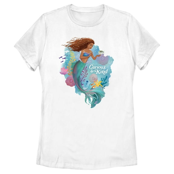 Women's The Little Mermaid Ariel Curious & Kind Graphic Tee White Medium
