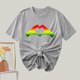 thumbnail image 4 of Camiseta de Cuello Redondo Impresa Nueva Moda Casual de Manga Corta de las Mujeres, Mezcla Ligera de Poliéster para la Primavera, 4 of 6