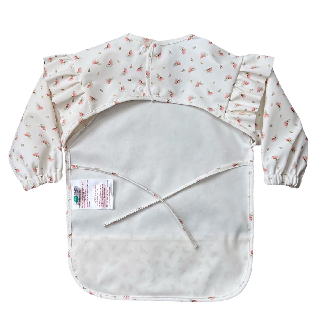 Premium Classic Low-Pocket Shoulder Ruffle Long Sleeve Bib Smock (Size S 6-24M)