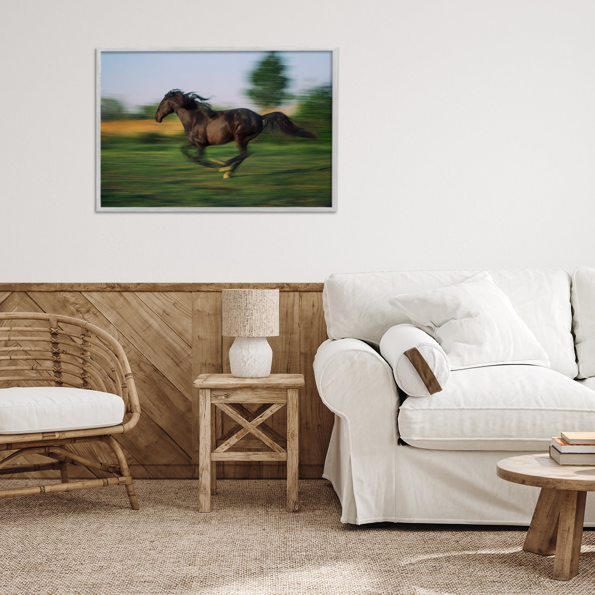 Stupell Industries Dashing Camargue Racehorse Gray Framed Giclee Art, design by Scott Stulberg