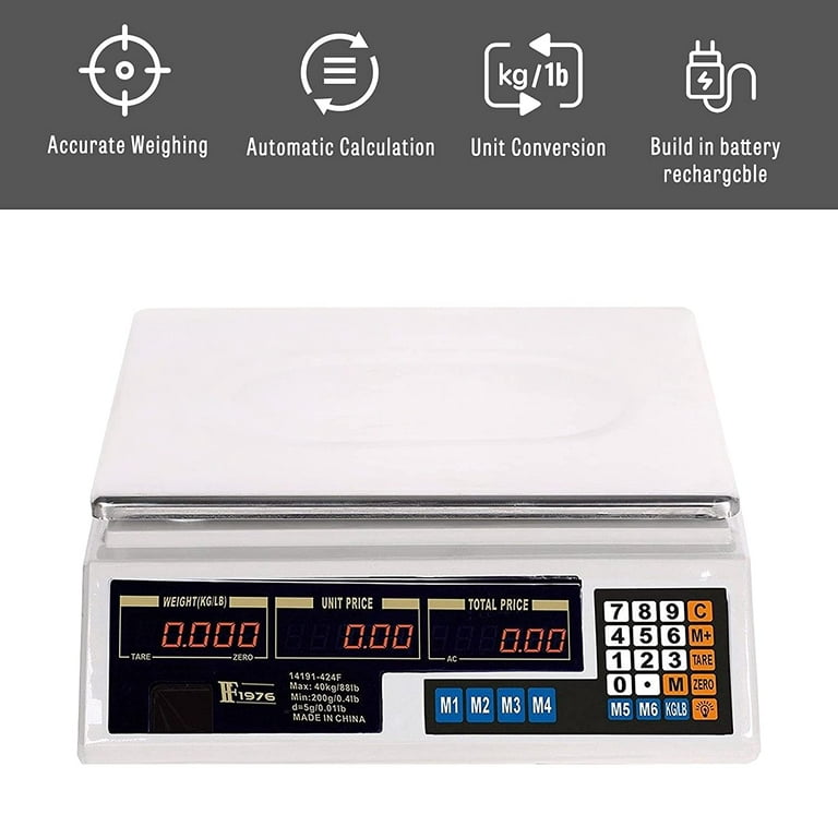 8.8LBS Electronic Price Computing Scale 0.01lb Precision Commercial LCD Digital  Food Scale for Kitchen Weight Scale for Retail, Farmers Market, Outlet  Store, Meat, Deli, Produce, Fruit 