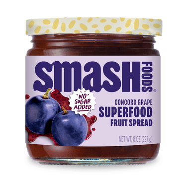 Smash Foods, Grape Jam, No Sugar Added, Low-Calorie, Vegan (1 Jar)