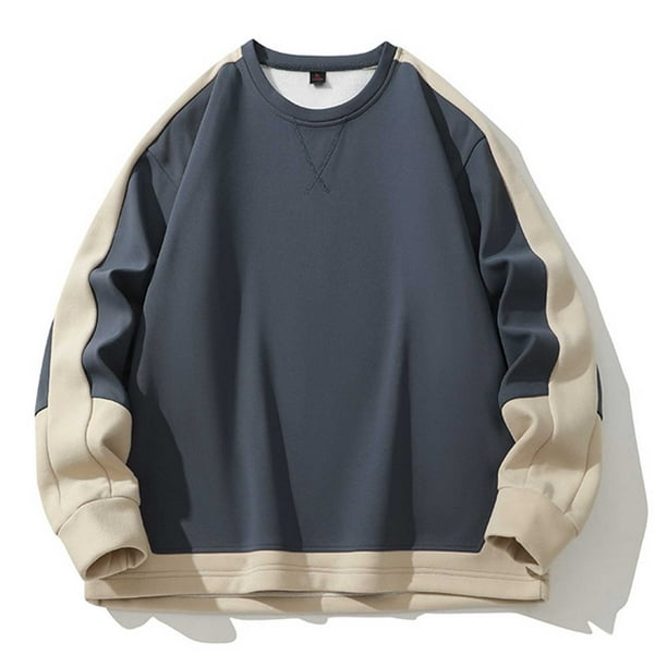 pstuiky manga larga para hombre, Sudadera deportiva holgada de manga larga sin capucha de color liso para hombre tops de invierno para hombre m