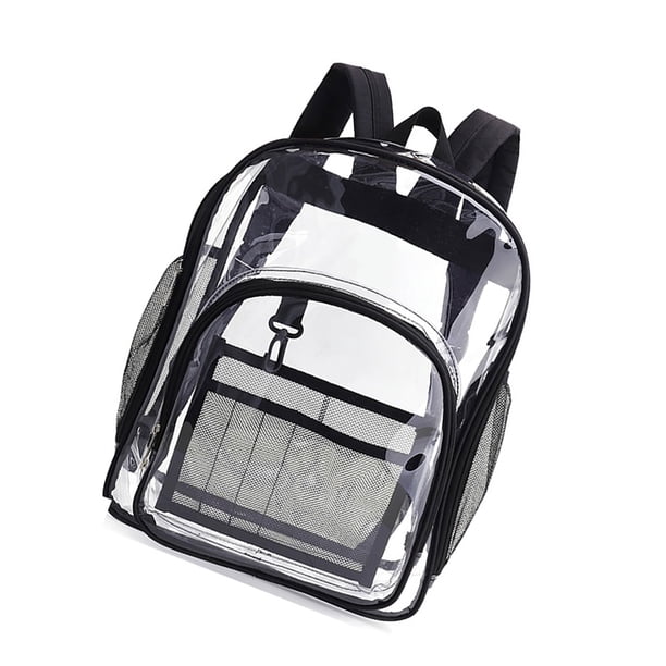 Qarigey transparente con correa ajustable, bolso escolar de moda de PVC, bolsos de hombro multibolsillos de gran capacidad, bolsos de hombro para Mochilas Negro