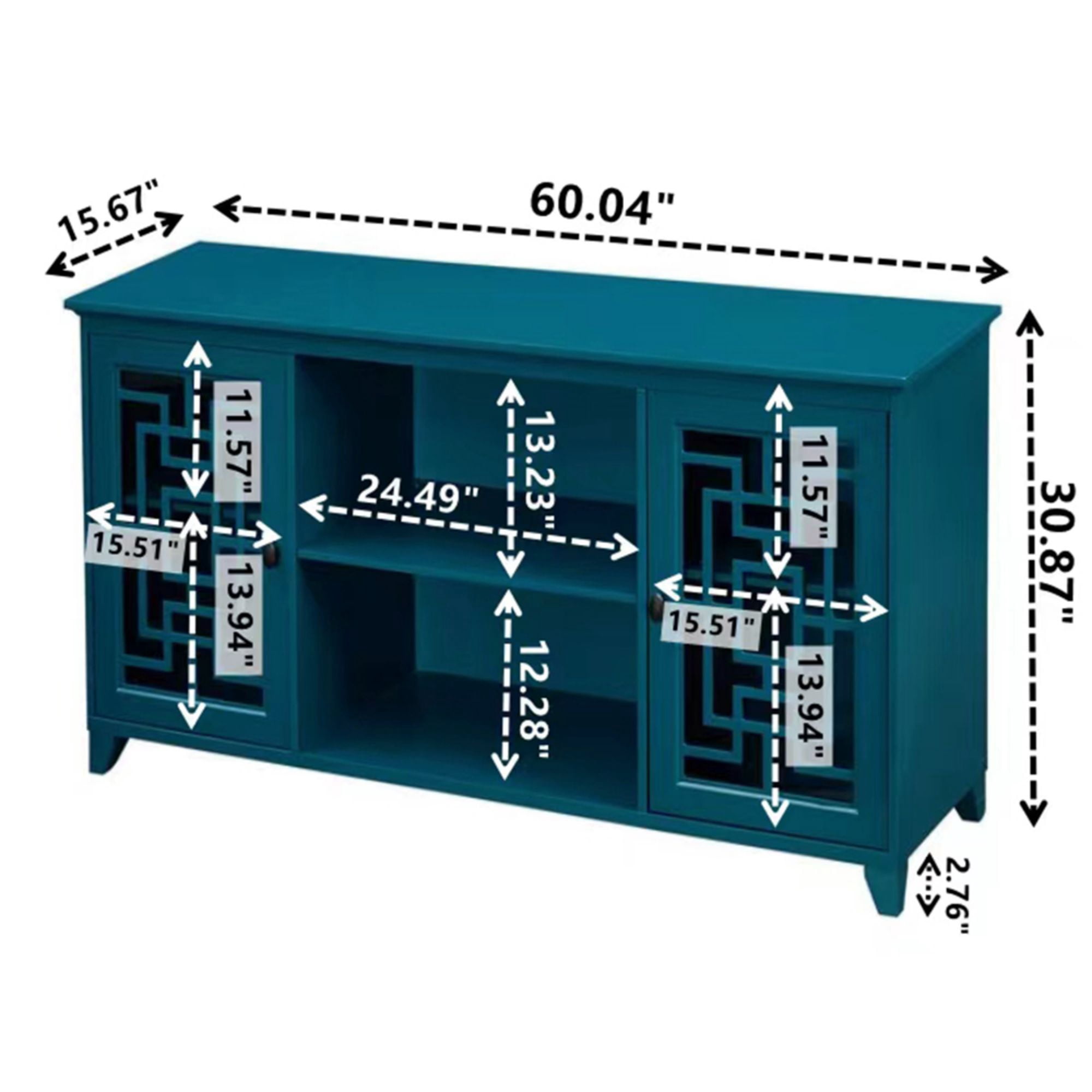 Aukfa Storage Cabinets Modern Kitchen Cabinets for Living Room Dining Room(59.8x15.8X33.5 ), Blue