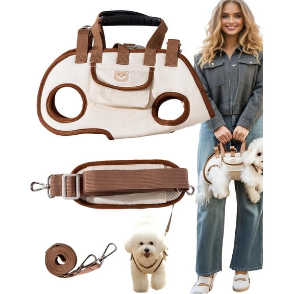 2027 Pawzie Purse Dog Carrier Sling, Multi Functional Traction Dog Bag, Hands-Free Go out Portable Breathable Bag, Crossbody & Shoulder Straps Purse for Small Dogs & Cats, Easy to Clean