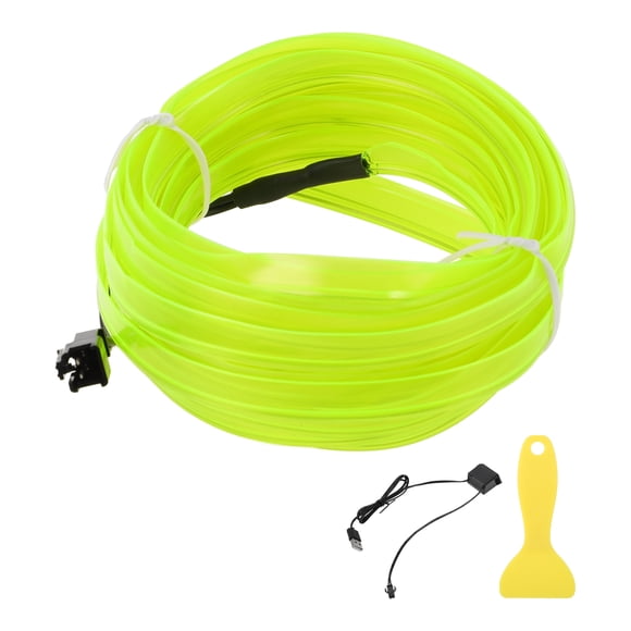 Cuerda de luz LED EL de 5m Unique Bargains, tira de luz de neón flexible para iluminación interior de automóviles, decoración para automóviles USB (5V) verde fluorescente
