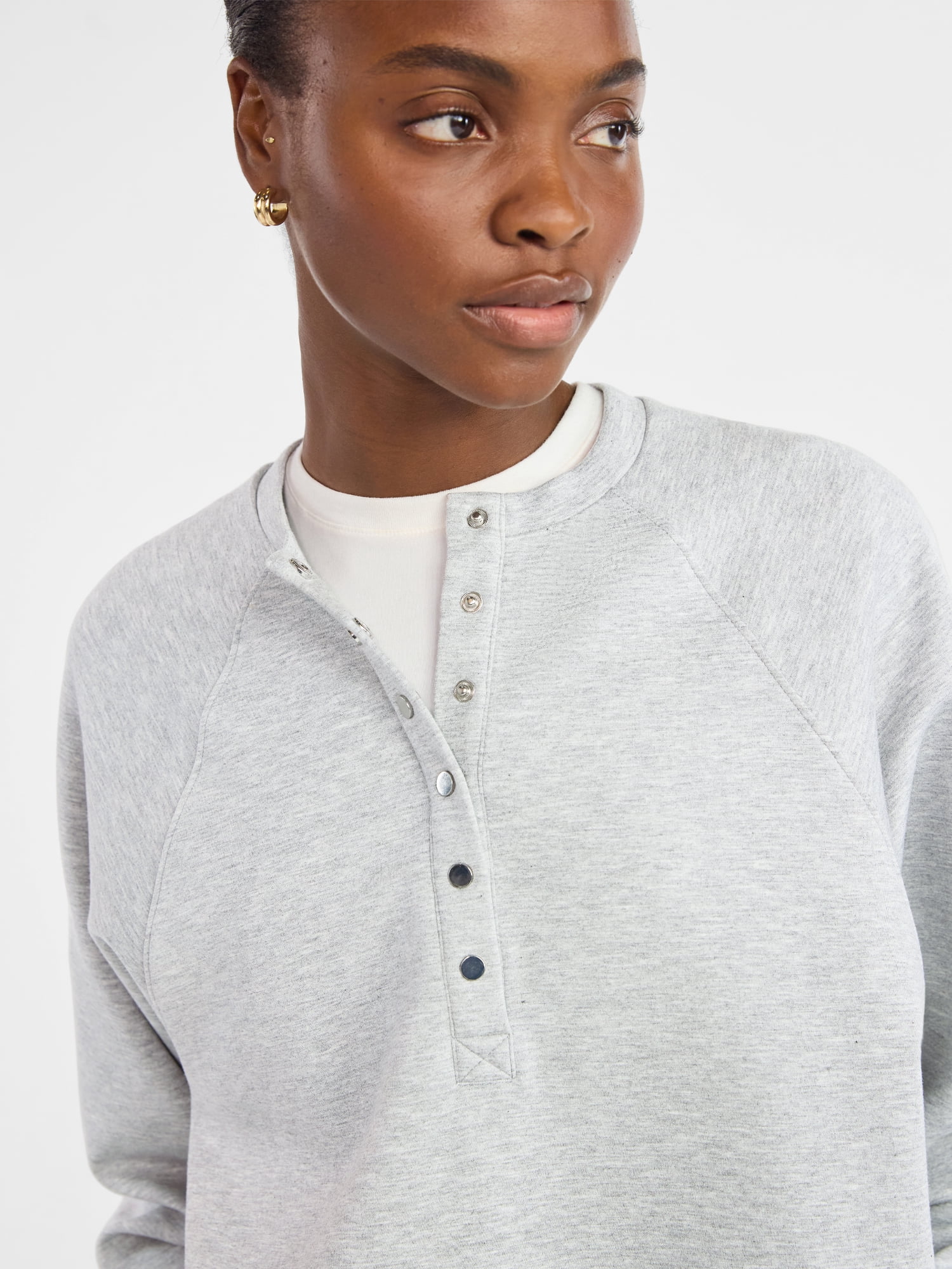 Scoop Women’s New Scubaknit Raglan Henley Top, Sizes XS-XXL