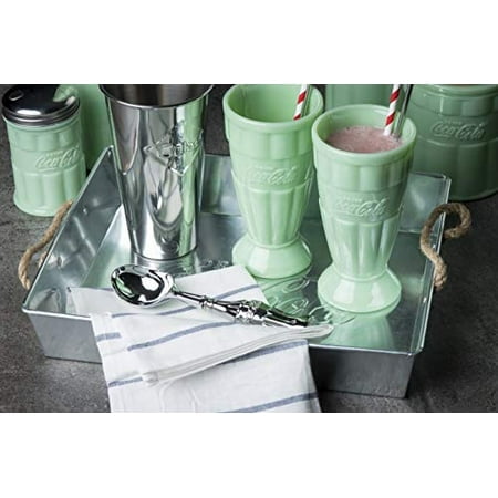 Tablecraft Coca-Cola Jadeite Malt Cup 16 oz, Set of 2, Green
