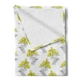 thumbnail image 2 of Floral Soft Flannel Fleece Throw Blanket, Sketch of Lily Flowers Gardening Plants Summer Meadow Field, Cozy Plush for Indoor and Outdoor Use, 50" x 70", Yellow Grey, by Ambesonne, 2 of 5