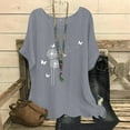 thumbnail image 2 of TopLLC Blouses pour Femmes Manches Courtes en Coton Lin Chemises Décontractées Col Rond Ample Tuniques Unies, 2 of 4