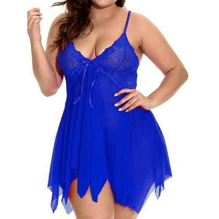 

Nananla Women Sexy Lingerie with Thong Bobydoll Sexy Transparent Nightdress Sleepwear Plus Size