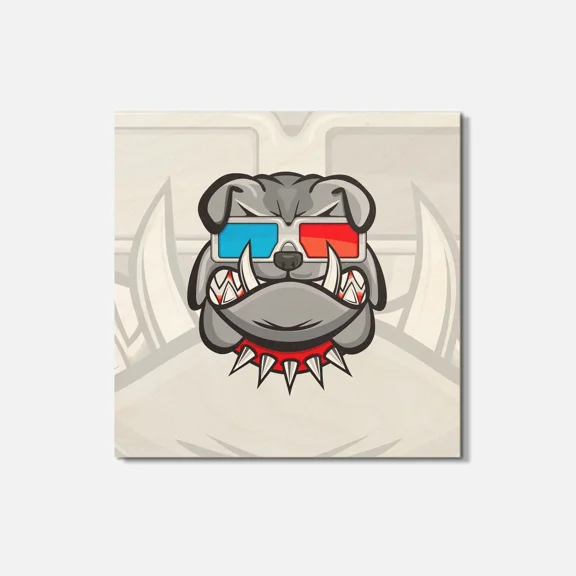 Dog With D Glasses Animal 4'' X 4'' Square Wooden Coaster