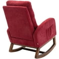 thumbnail image 4 of Rhomtree Rocking Chair Armchair Multifunctional High Back Chair Wood Base and Rocking Legs Office Upholstered Accent Chair for Living Room, Bedroom, Red, 4 of 7