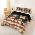 thumbnail image 2 of Manfei Southwestern Cowboy Queen Comforter Set,Grunge American Flag Comforter Sets Queen,Black Reversible,3 Pieces,1 Comforter and 2 Pillowcases, 2 of 7