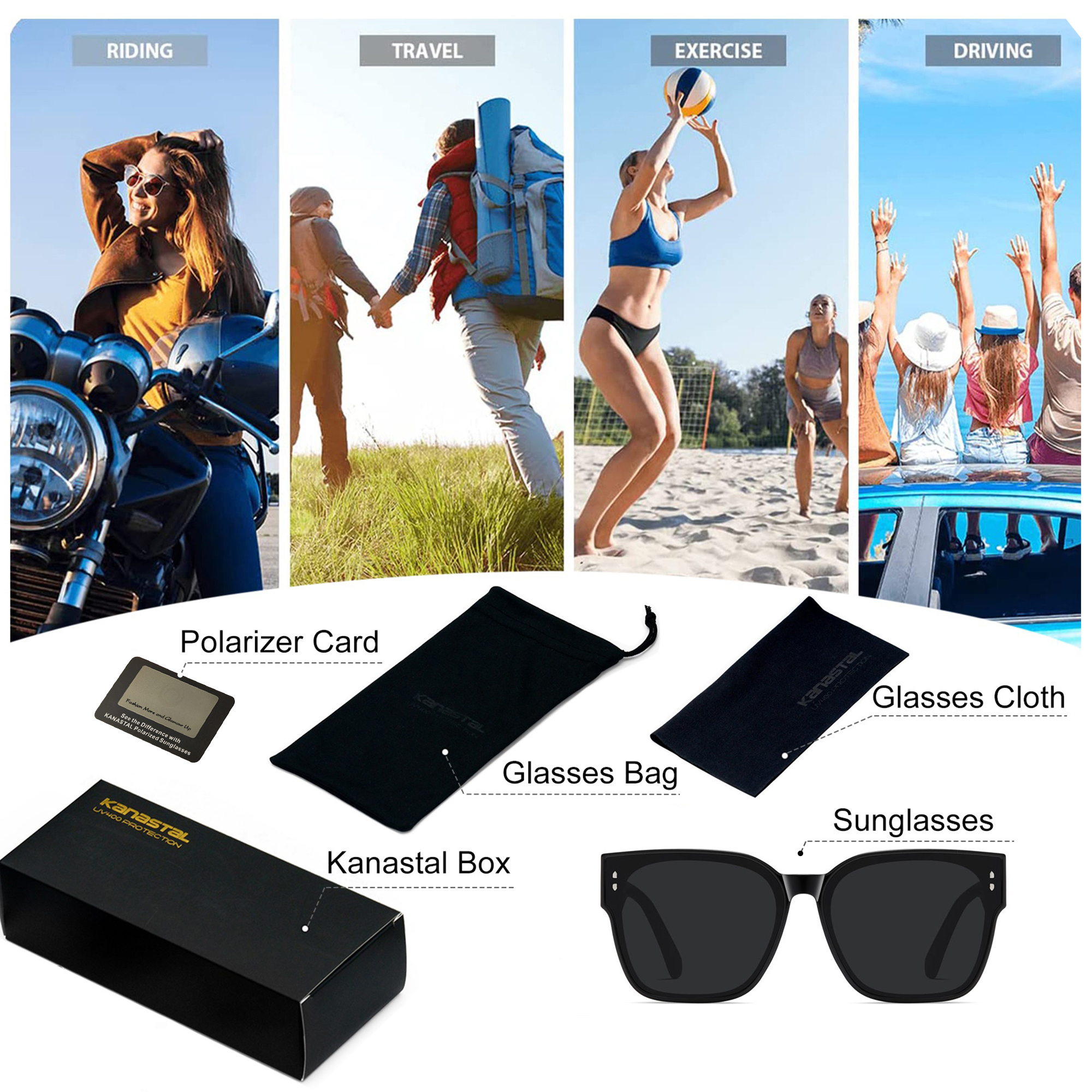 Kanastal Polarized Fit-Over Sunglasses with UV400, Black photo 7
