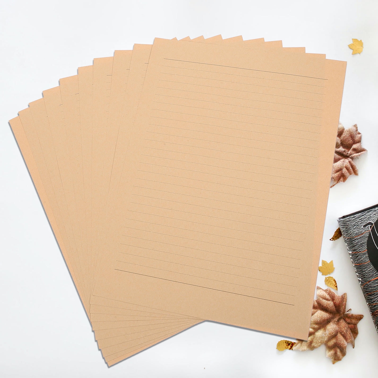 Raindrops Retro ChocolateColored Lined Stationery Paper for Daily Use Writing and Printing 100 Sheets