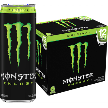 Monster Energy, Original, Energy Drink, 12 fl oz, 6 Pack,pack of 1