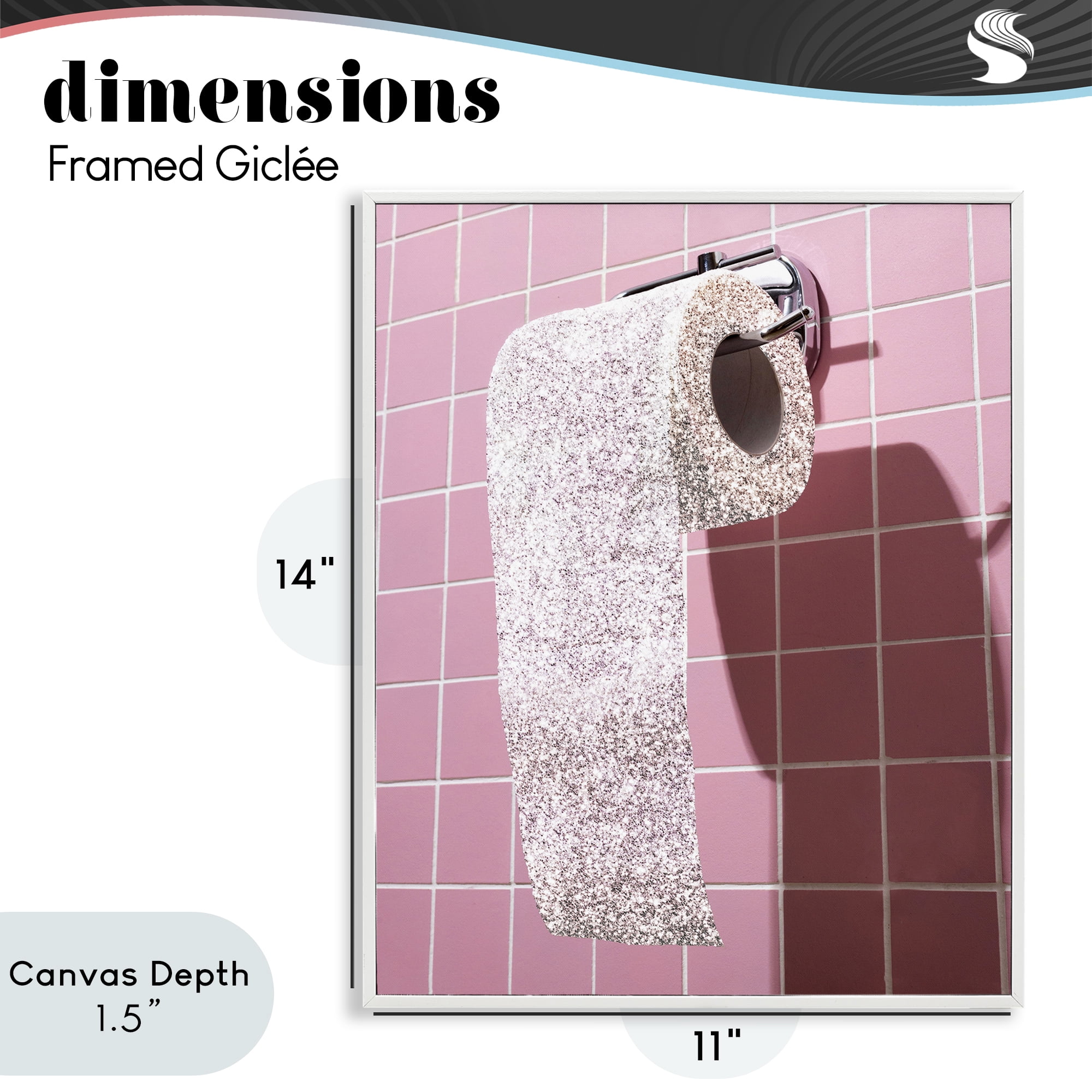 Stupell Industries Glitter Pink Toilet Paper White Framed Giclee Art, design by CAD Designs