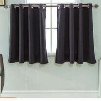 2 Pcs Thermal Insulated 100% Blackout Curtains for Bedroom, Double Layer Full Room Darkening Noise Reducing Grommet Curtain (29 x 36 Inch, Black, 2 Panels)