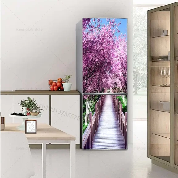 Creative TelephCoffee Poster Fridge Door Sticker Mural Cover Waterproof Kitchen Refrigerator Styling