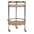 thumbnail image 6 of 34 Inch 2 Tier Industrial Style Tea and Bar Cart, Live Edge Mango Wood Shelves, Metal Frame, Brown, Brass- Saltoro, 6 of 7