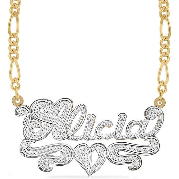 Elegant Designs 14K Gold Sterling Silver Personalized Script Nameplate Necklace - Double Plated Name Necklace - Customizable Handcrafted Jewelry for Women, Customized Name Word Necklace