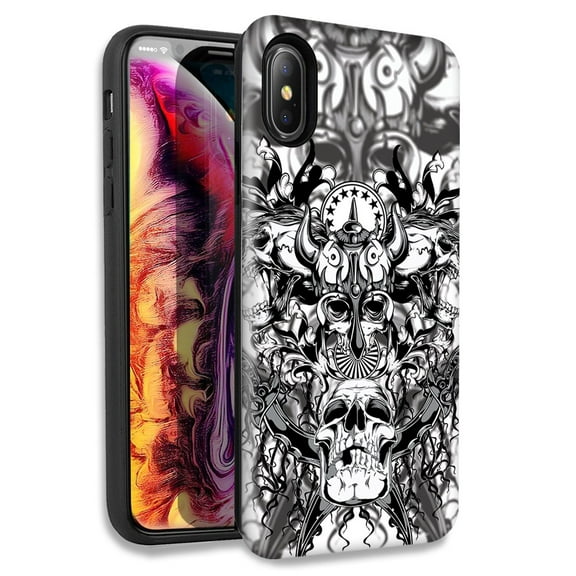 Mundaze Viking Skulls Double Layer Hybrid Case Cover For Apple iPhone XR