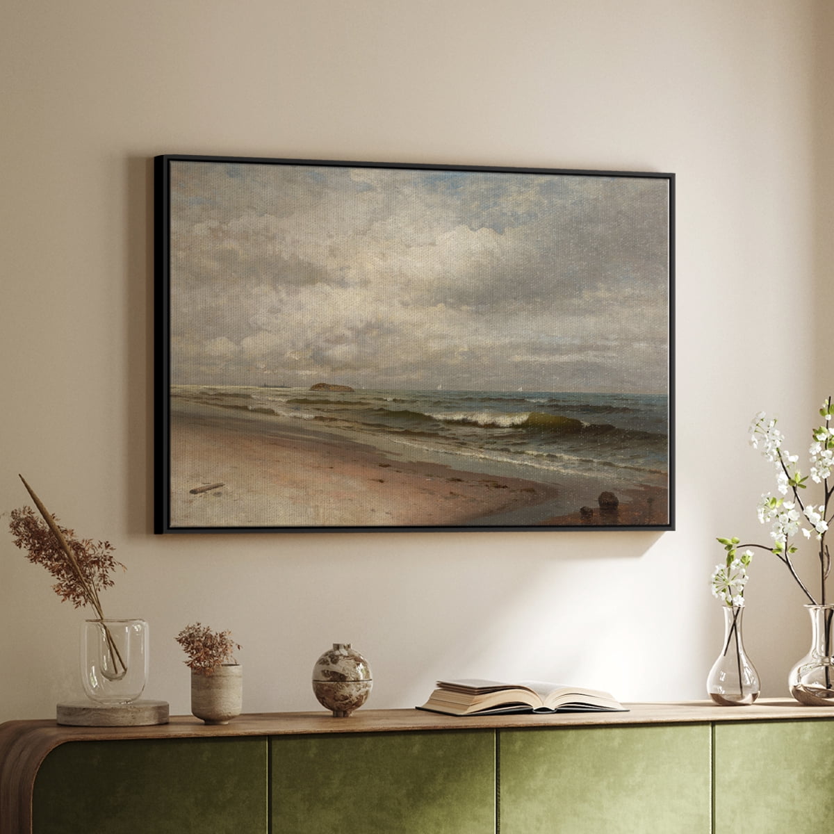 Vintage Landscape-MV By Wexford Home Framed in Black Wood Gallery Wrapped Canvas 17 in. x 25 in.