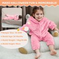 thumbnail image 4 of Sewkxo Toddlers Bear Costume Cosplay Rompers Flannel Fuzzy Fall Winter Hooded Jumpsuits,Pink 70, 4 of 6