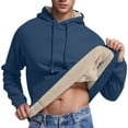 thumbnail image 4 of VNKIDY Men Autumn Winter Hooded Warm And Comfortable Thick Wool And Velvet Bottoming Sweatshirt Long Sleeved Round Neck Tops Sweatshirt Male Solid Color Pullover Streetwear Holiday, 4 of 8