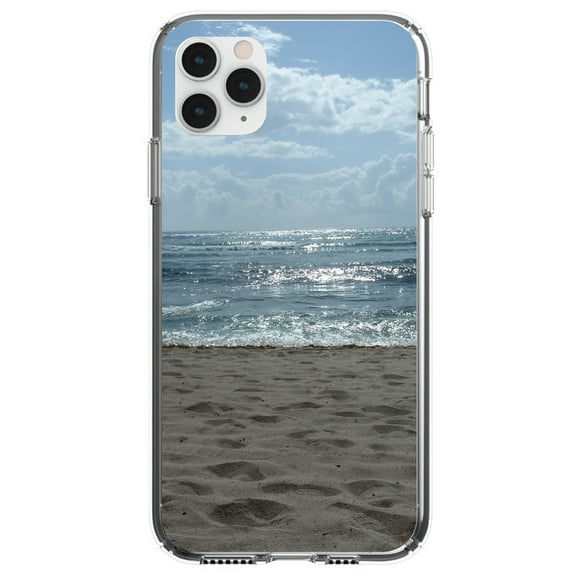 DistinctInk Clear Shockproof Hybrid Case for iPhone 11 Pro (5.8" Screen) - TPU Bumper, Acrylic Back, Tempered Glass Screen Protector - Ocean Horizon Akumal Mexico